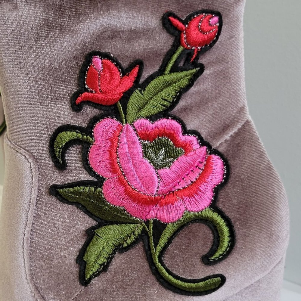 Steve Madden Edition Embroidered Grey Velvet Boot - Picture 3 of 8